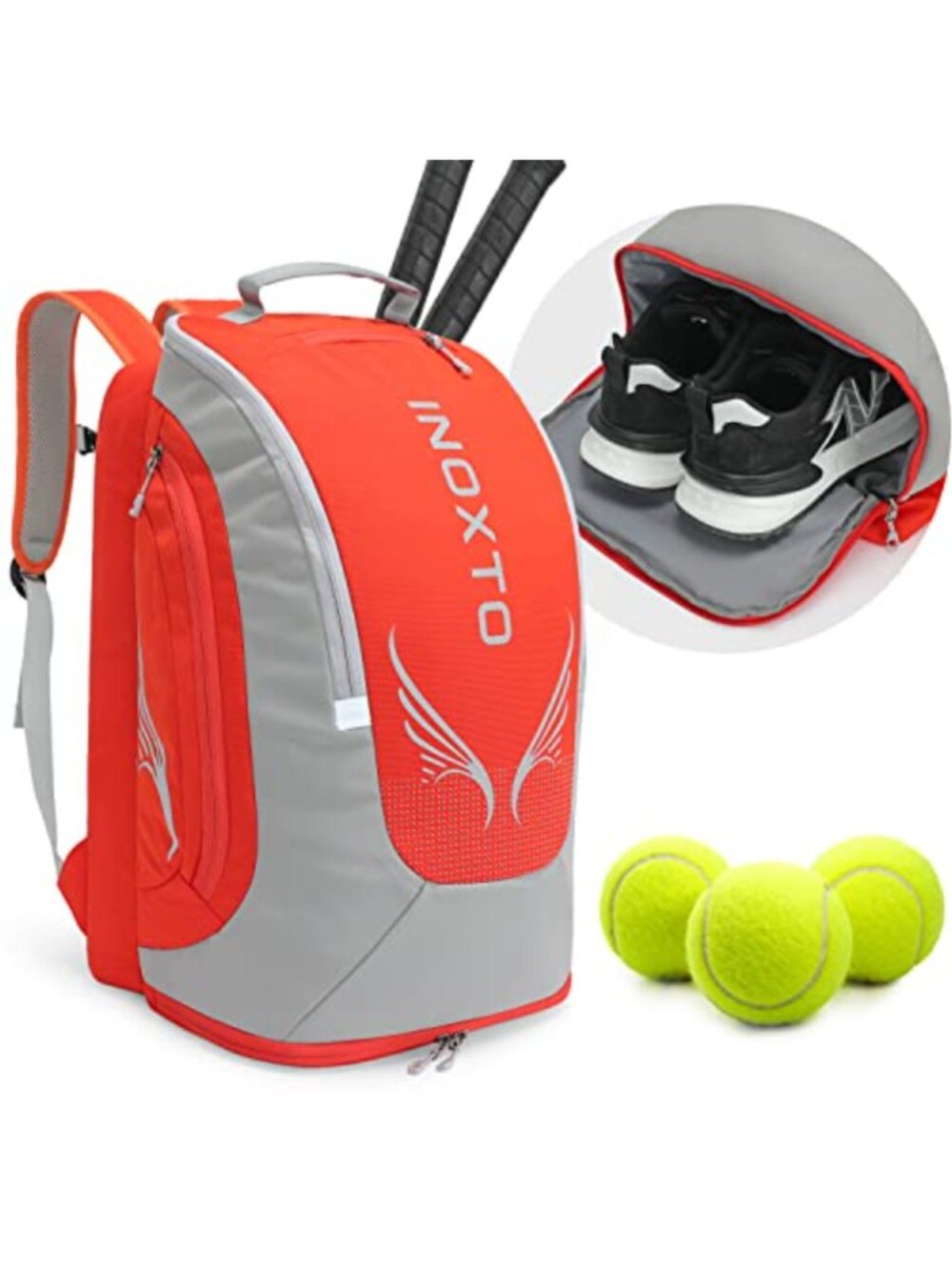 40L Tennis Backpack Holds 2 Rackets Waterproof Pickleball Bag Shoe Storage